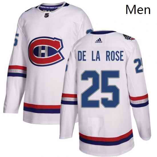 Mens Adidas Montreal Canadiens 25 Jacob de la Rose Authentic White 2017 100 Classic NHL Jersey